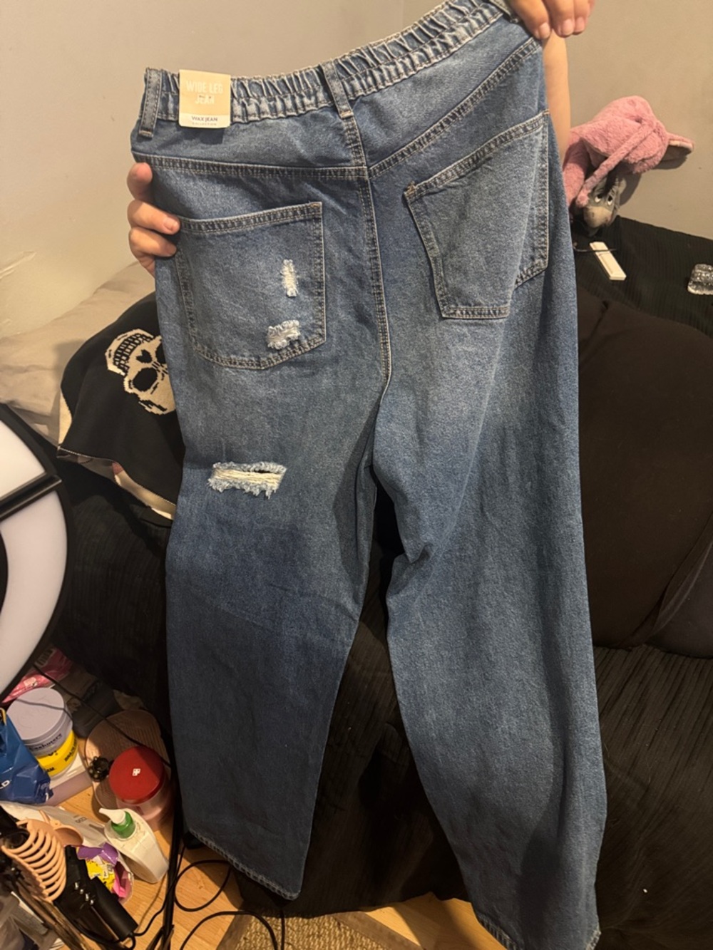 Wax Jean Medium Blue Drawstring Waist Jeans - Picture 4 of 8